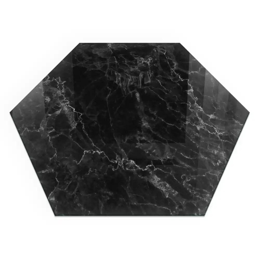 Plaque de protection pour cheminée en verre hexagonal au motif marbre élégant