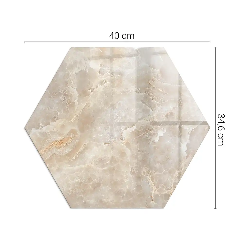 Plaque de sol pour cheminée en verre trempé hexagonal motif pierre naturelle