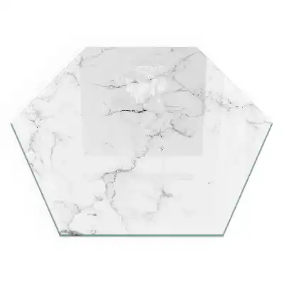 Plaque de sol hexagonale en verre pour poêle à bois avec motif marbré veiné