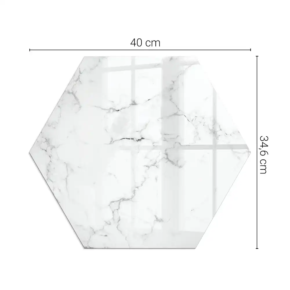Plaque de sol hexagonale en verre pour poêle à bois avec motif marbré veiné
