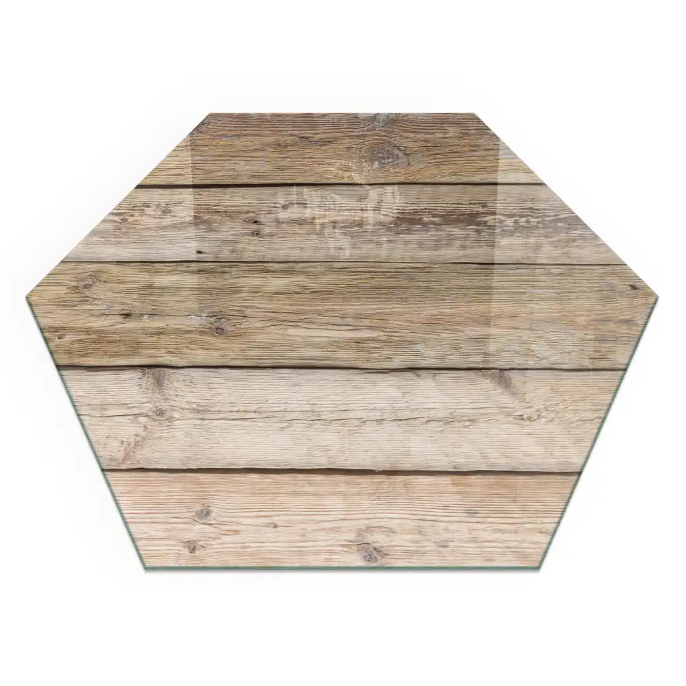 Socle de cheminée hexagonal effet planches de bois