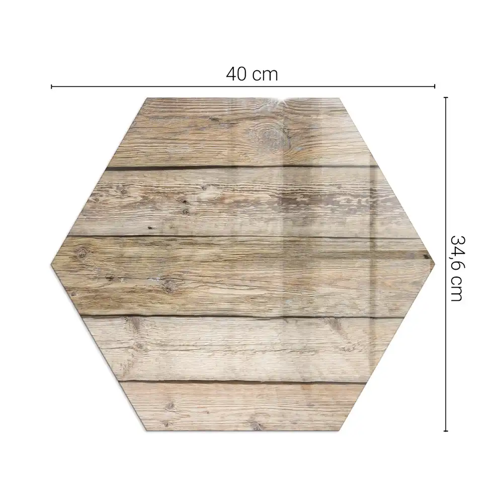 Socle de cheminée hexagonal effet planches de bois