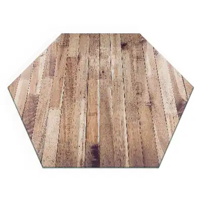 Plaque de sol hexagonale en verre trempé aspect bois pour poêle