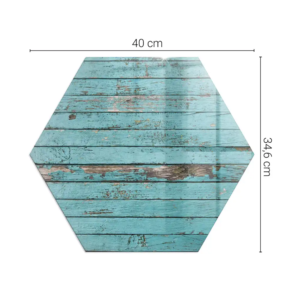 Plaque de sol pour cheminée en verre trempé forme hexagonale effet bois rustique
