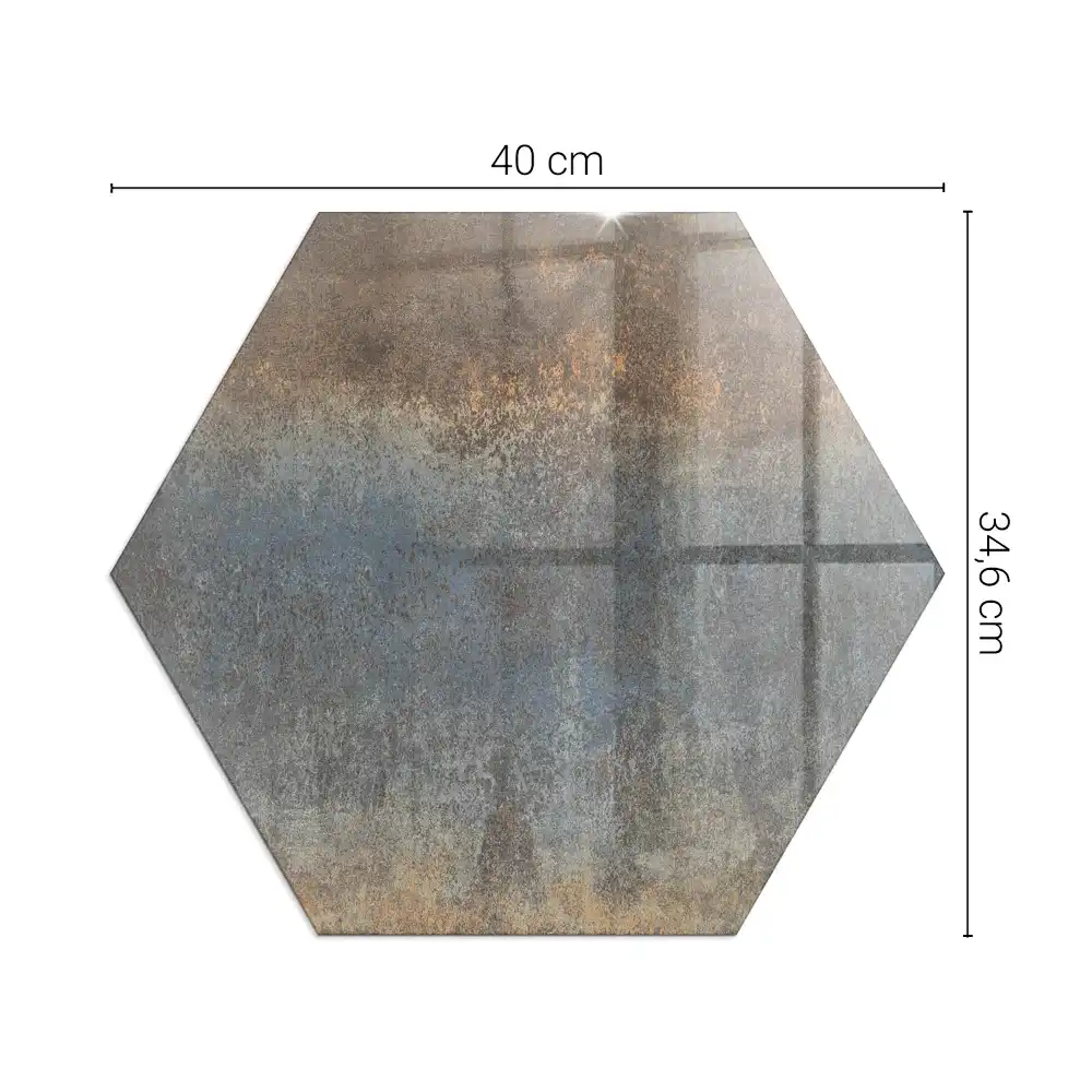 Plaque de sol hexagonale en verre pour poêle à bois avec motif abstrait texturé