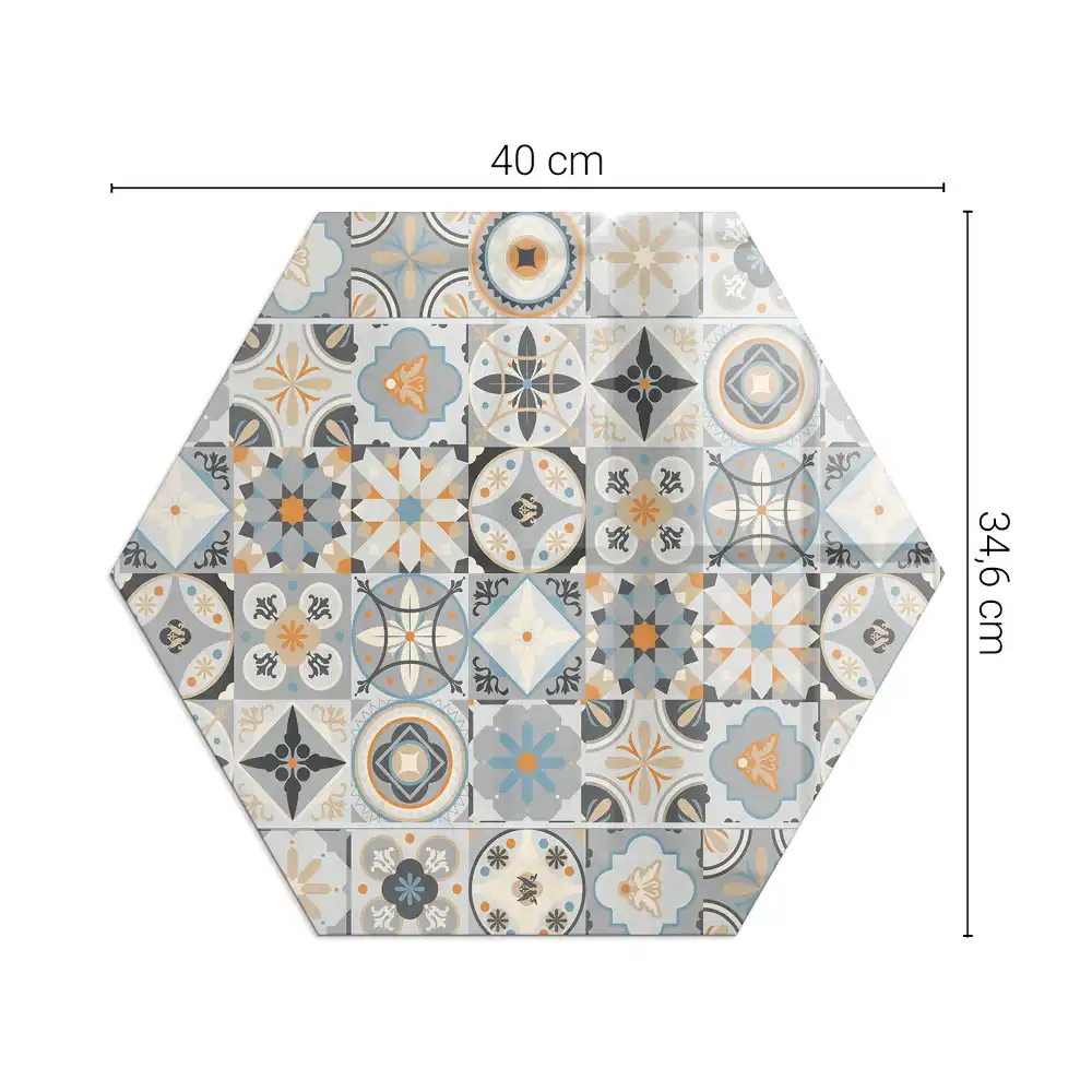 Socle pour cheminée hexagonal à motifs mosaïque