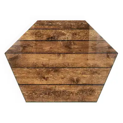 Plaque de protection hexagonale en verre pour cheminée motif grain de bois
