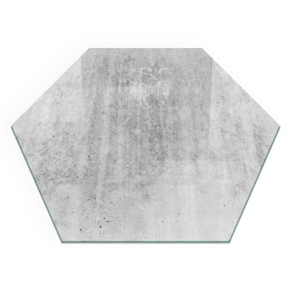 Plaque de protection pour cheminée en verre hexagonal texture béton brut