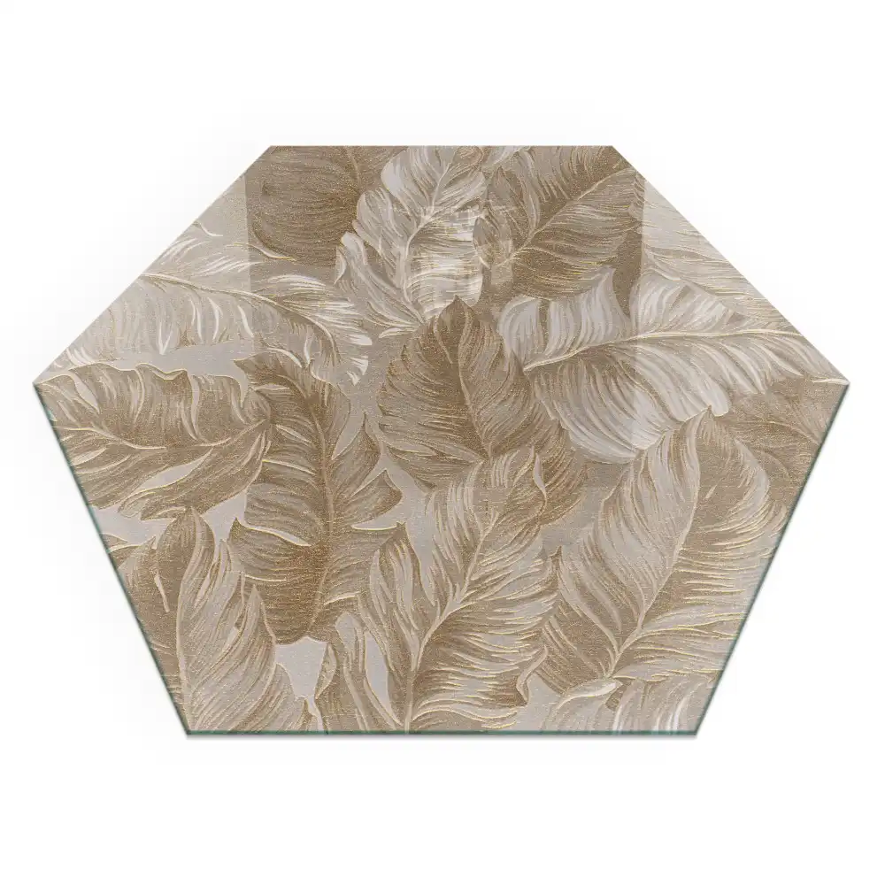 Plaque de sol hexagonale en verre pour poêle à bois avec motifs de feuilles