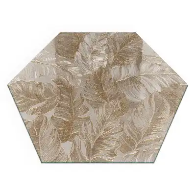 Plaque de sol hexagonale en verre pour poêle à bois avec motifs de feuilles