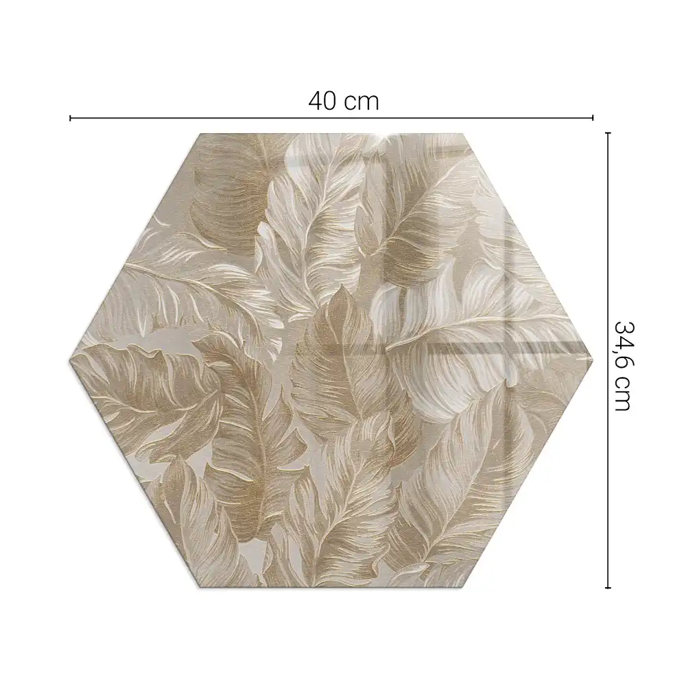Plaque de sol hexagonale en verre pour poêle à bois avec motifs de feuilles