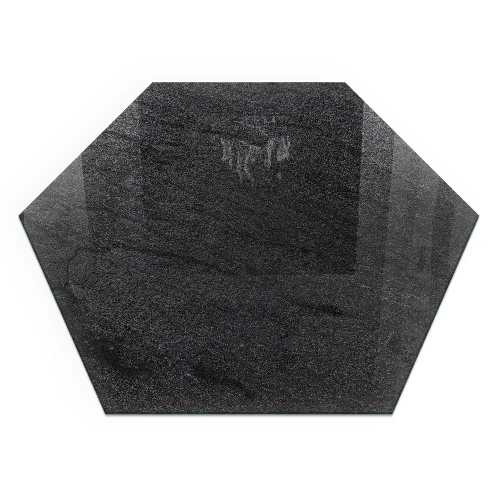 Plaque de sol pour cheminée en verre trempé hexagonal avec texture aspect pierre