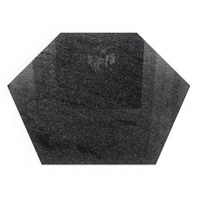 Plaque de sol pour cheminée en verre trempé hexagonal avec texture aspect pierre