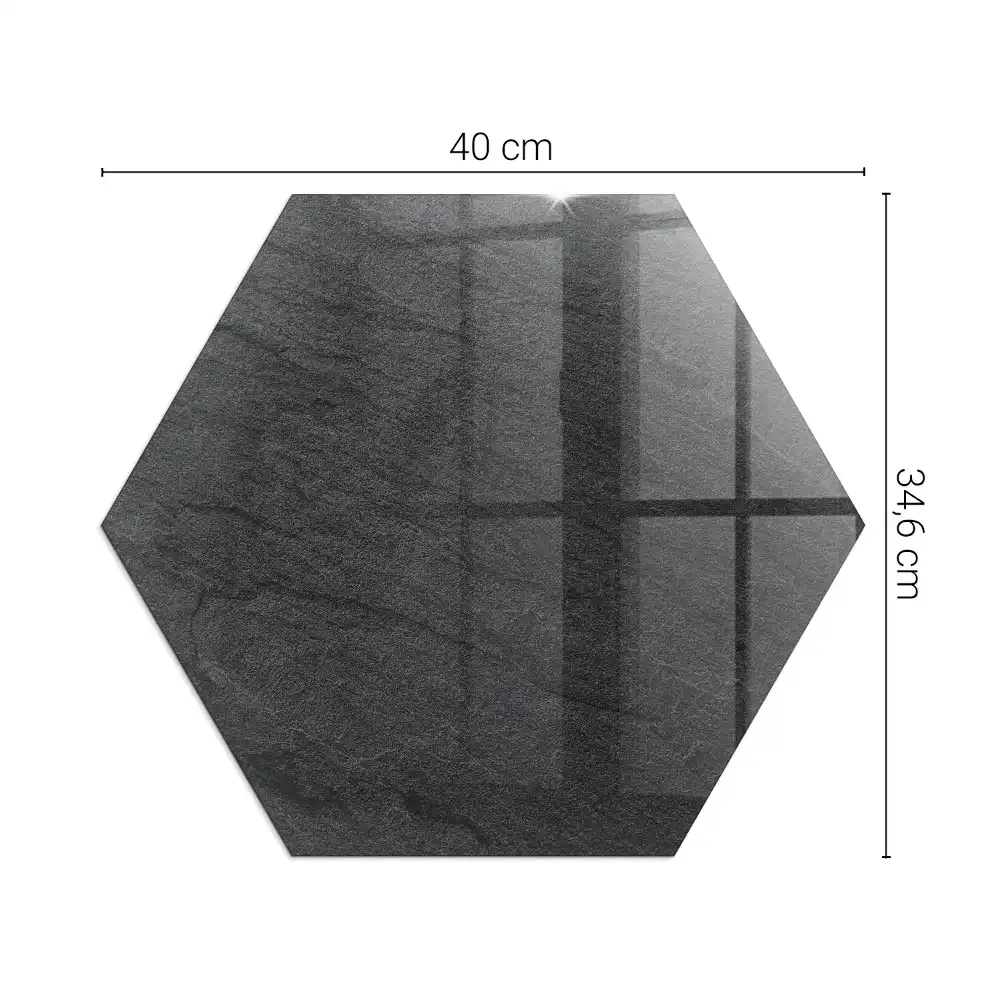Plaque de sol pour cheminée en verre trempé hexagonal avec texture aspect pierre