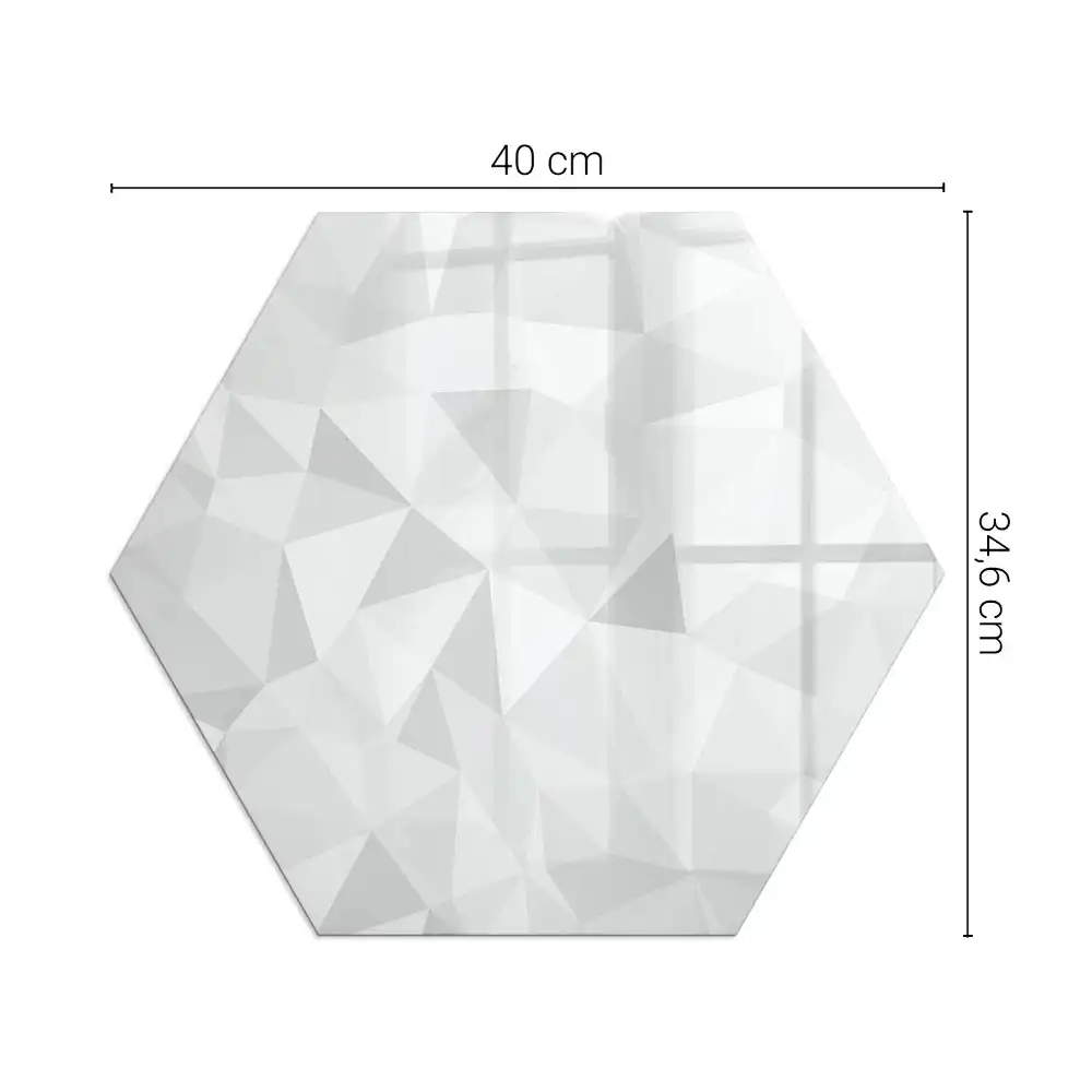 Plaque de sol hexagonale en verre pour poêle à bois avec motif géométrique abstrait