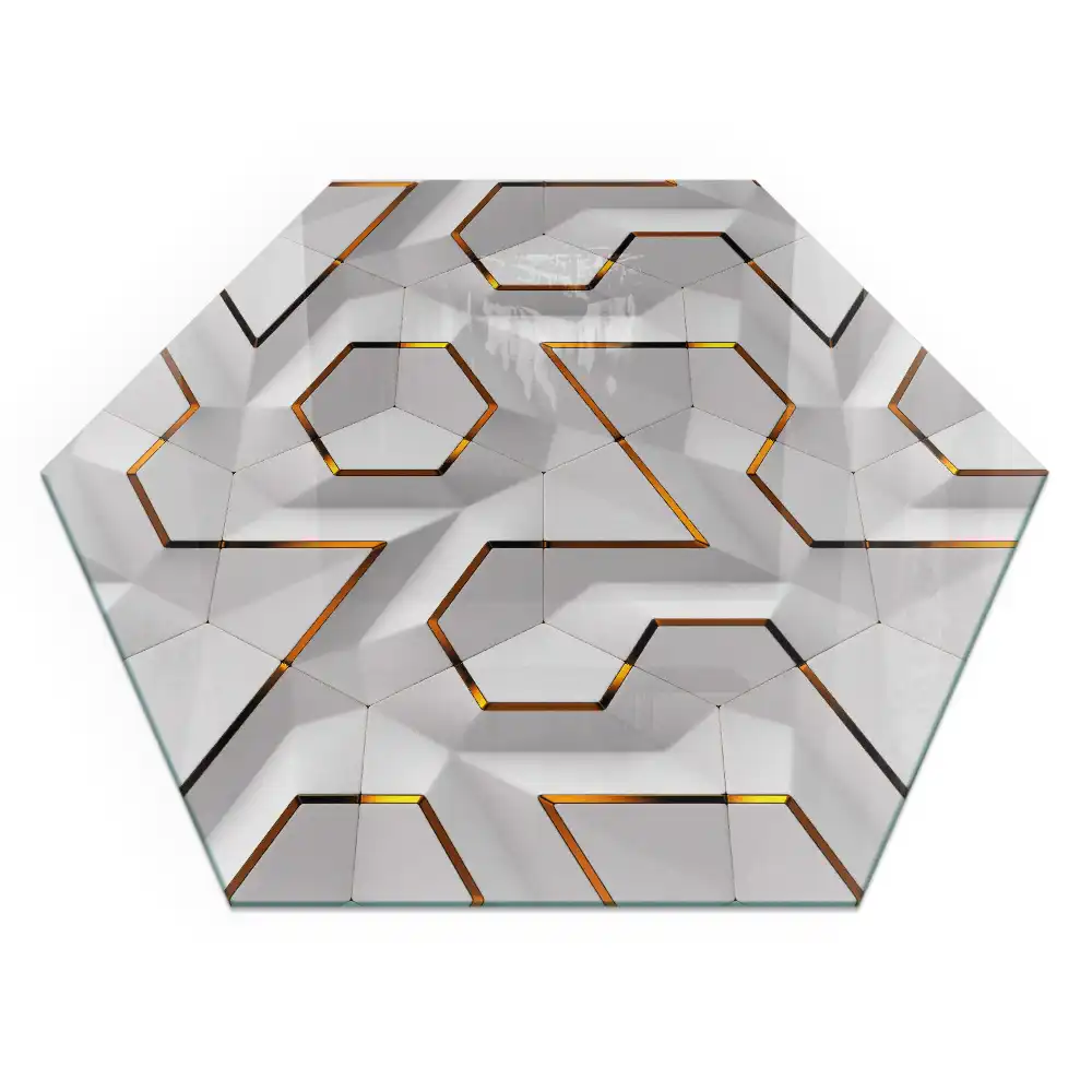 Plaque de sol pour cheminée hexagonale à motif géométrique 3D