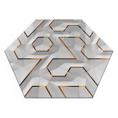 Plaque de sol pour cheminée hexagonale à motif géométrique 3D