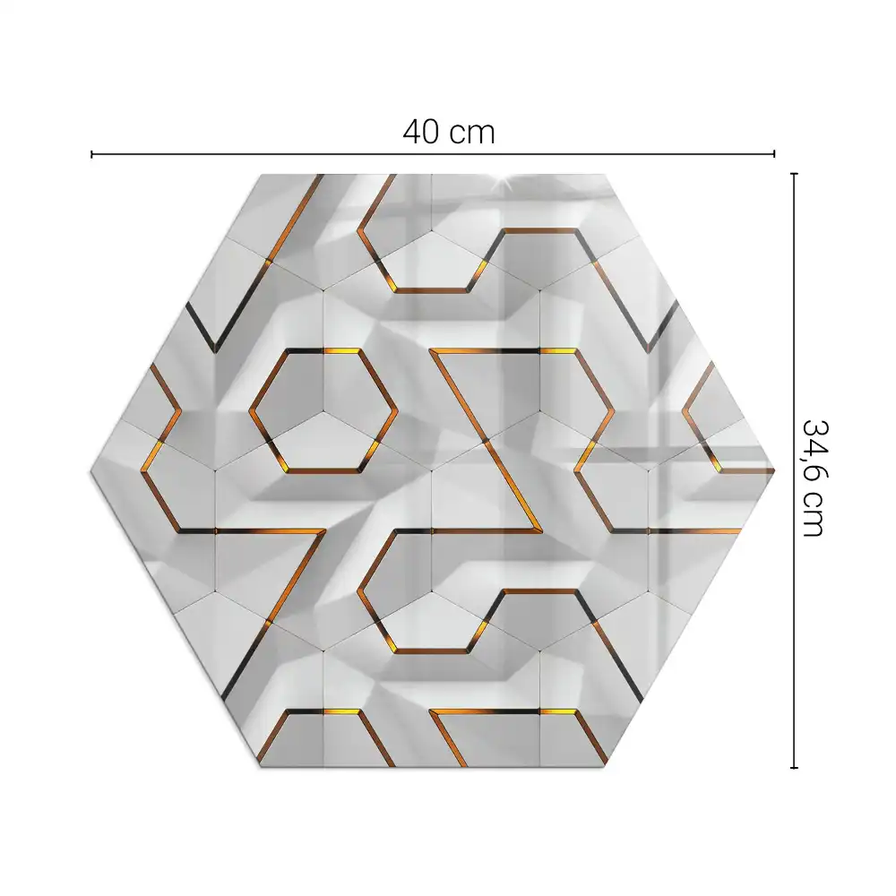 Plaque de sol pour cheminée hexagonale à motif géométrique 3D