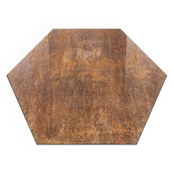 Socle hexagonal pour cheminée texture rouille