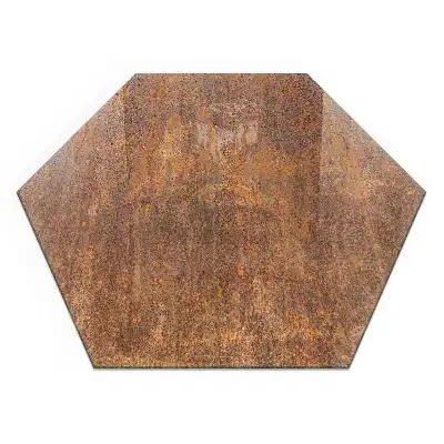 Socle hexagonal pour cheminée texture rouille