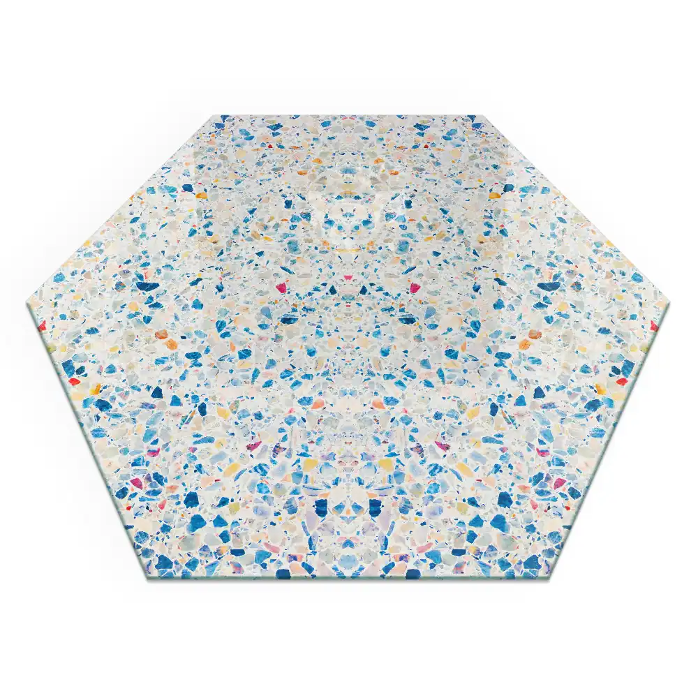 Plaque de protection sous poêle en verre trempé hexagonal à motif abstrait