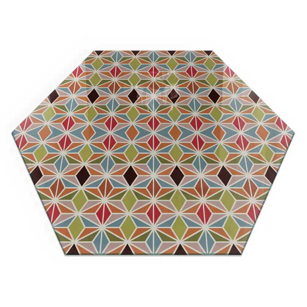 Plaque de protection pour cheminée hexagonale avec motifs géométriques en grille