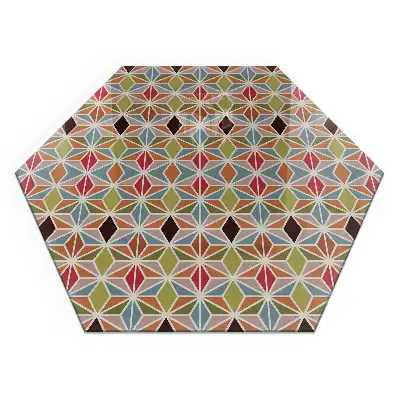 Plaque de protection pour cheminée hexagonale avec motifs géométriques en grille