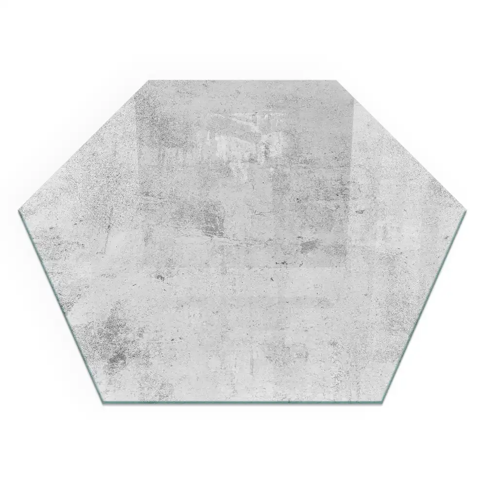 Plaque de sol pour cheminée en verre trempé hexagonal effet béton brut