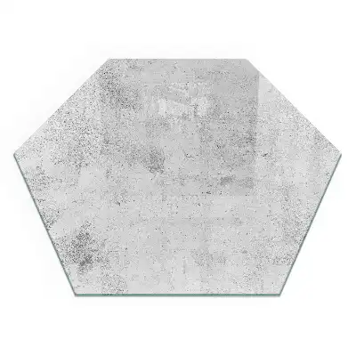 Plaque de sol pour cheminée en verre trempé hexagonal effet béton brut
