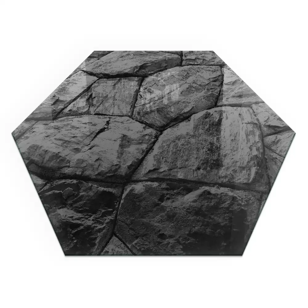 Plaque de protection pour cheminée hexagonale avec motif pierre naturelle
