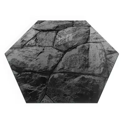 Plaque de protection pour cheminée hexagonale avec motif pierre naturelle