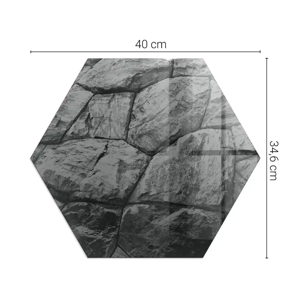 Plaque de protection pour cheminée hexagonale avec motif pierre naturelle