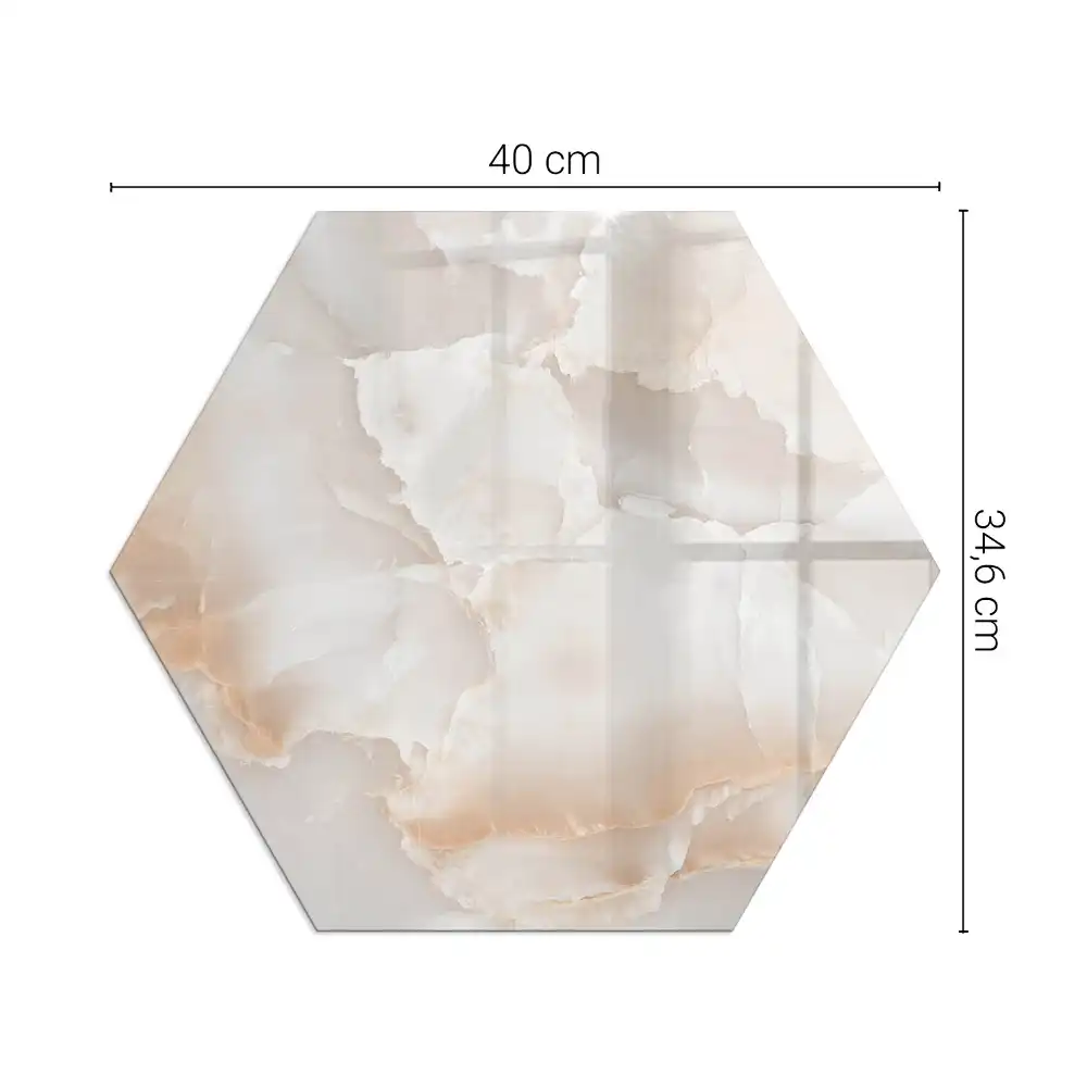 Plaque de sol pour cheminée en verre trempé forme hexagonale motif pierre naturelle