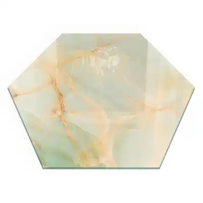 Plaque de sol hexagonale en verre pour poêle à bois motif marbre abstrait