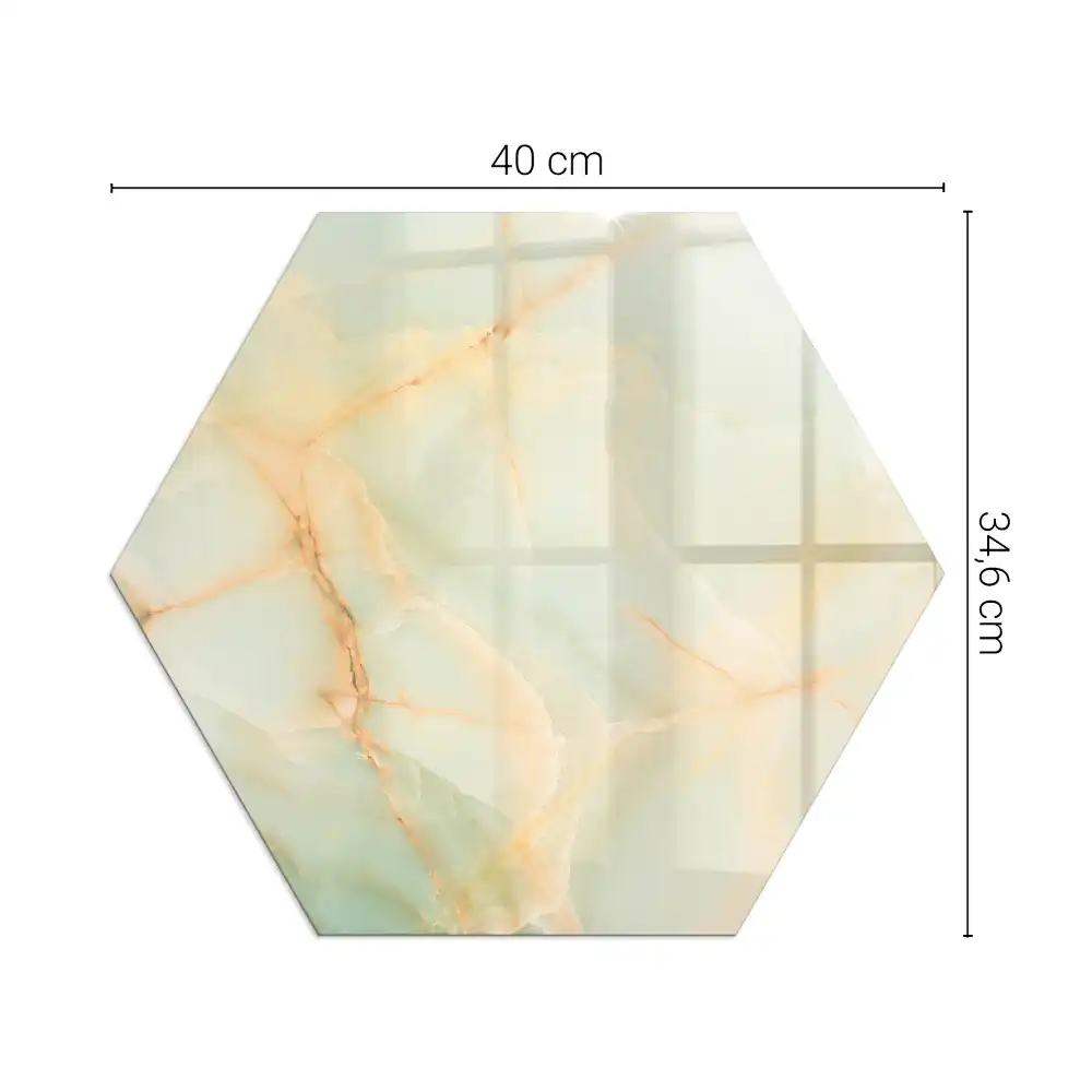 Plaque de sol hexagonale en verre pour poêle à bois motif marbre abstrait