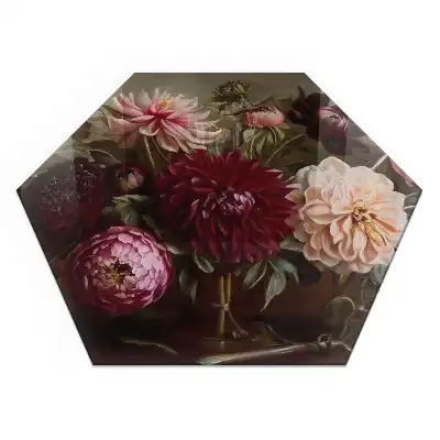 Socle de cheminée hexagonal avec motif bouquet de fleurs
