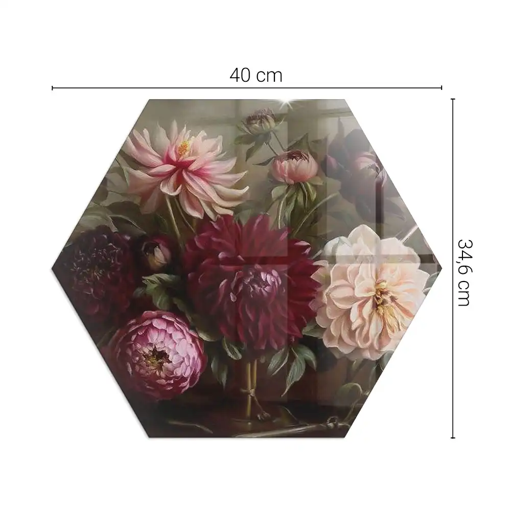 Socle de cheminée hexagonal avec motif bouquet de fleurs