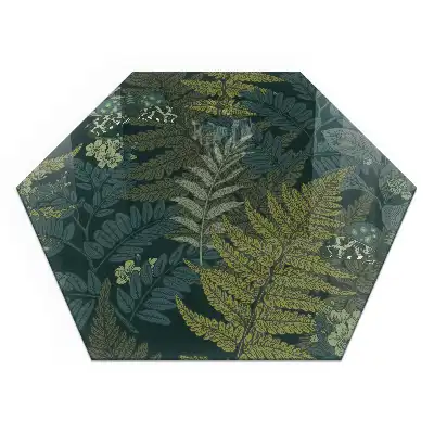 Plaque de sol hexagonale en verre trempé avec motifs végétaux et papillons