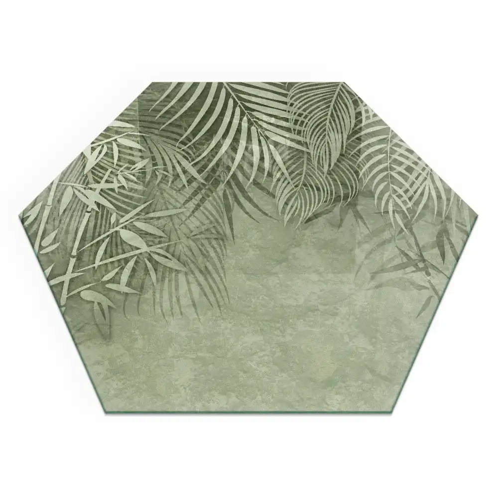 Plaque de cheminée hexagonale avec motif de feuilles tropicales