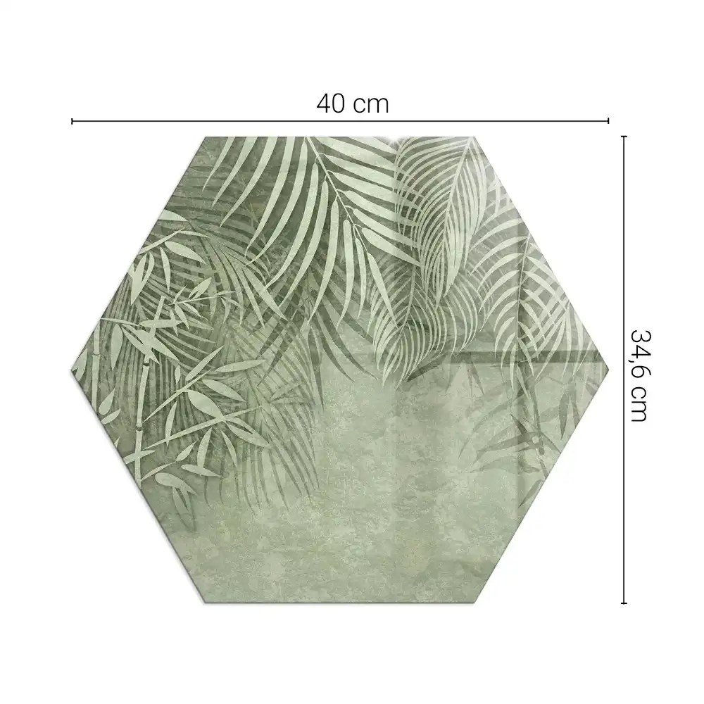 Plaque de cheminée hexagonale avec motif de feuilles tropicales