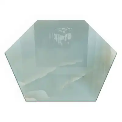 Plaque de protection pour cheminée en verre hexagonal au motif marbré
