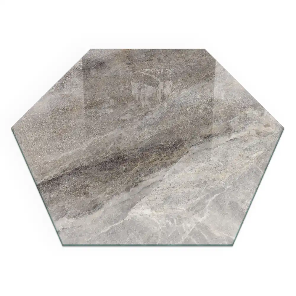 Socle hexagonal pour cheminée motif pierre naturelle