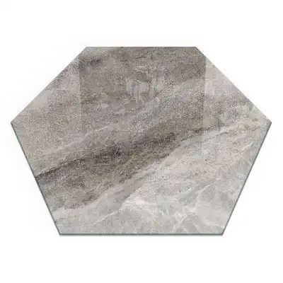 Socle hexagonal pour cheminée motif pierre naturelle