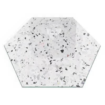 Plaque de protection pour cheminée en verre hexagonal avec motif de pierre et particules