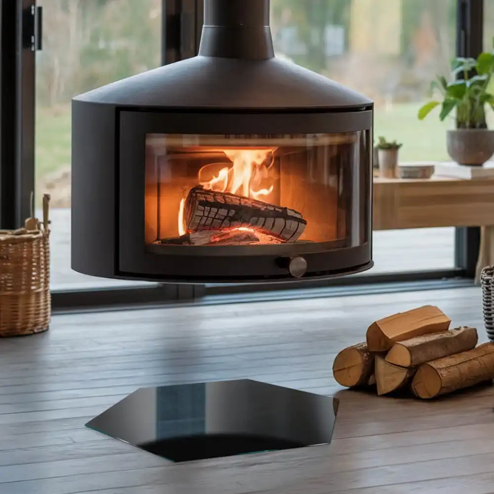 Socle hexagonal pour cheminée noir