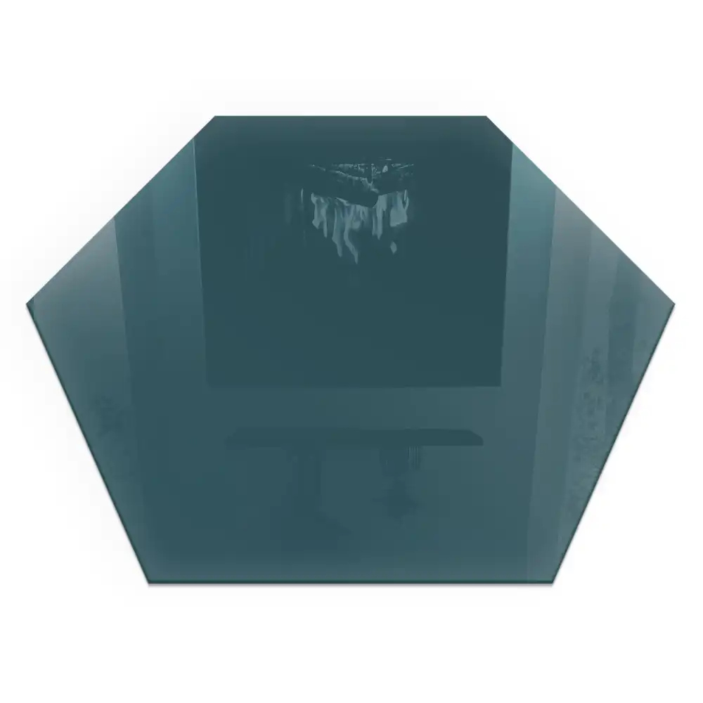 Plaque de protection de sol pour poêle en verre trempé hexagonal couleur mer