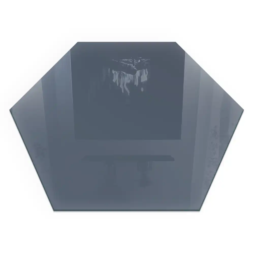 Plaque de sol pour cheminée en verre trempé hexagonal bleu foncé