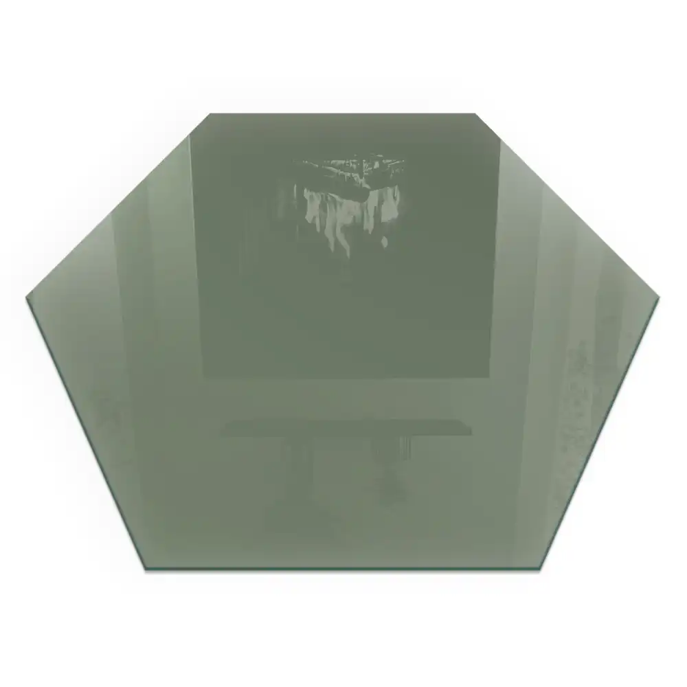 Plaque de sol hexagonale pour poêle à bois en verre olive