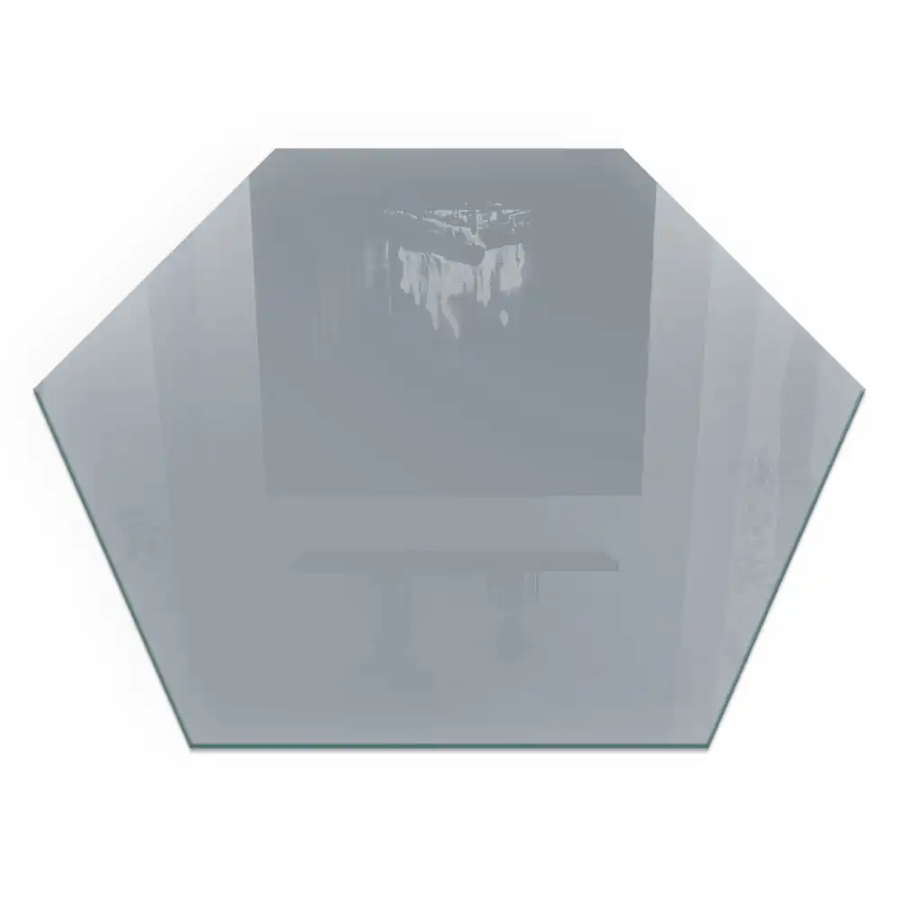 Plaque de sol pour cheminée en verre trempé hexagonal gris