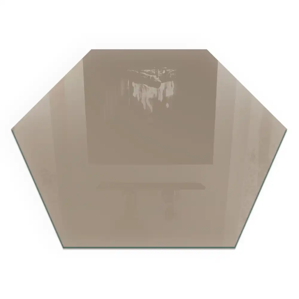 Plaque de sol hexagonale en verre brun pour poêle à bois